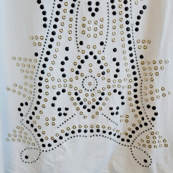 Cache' T-Shirt Sequins and Studs Cap Sleeves Sz M - Picture 3 of 13
